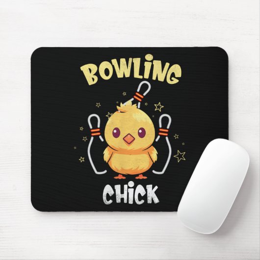 Bowling Chick Funny Chicken Athlete Bowler Men Wom Mousepad (Mit Mouse)