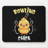 Bowling Chick Funny Chicken Athlete Bowler Men Wom Mousepad (Vorne)