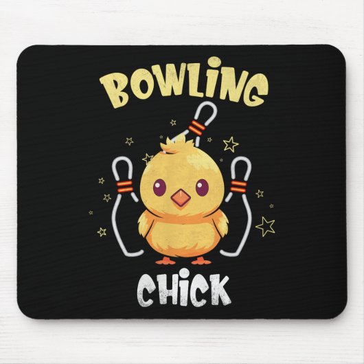 Bowling Chick Funny Chicken Athlete Bowler Men Wom Mousepad (Vorne)