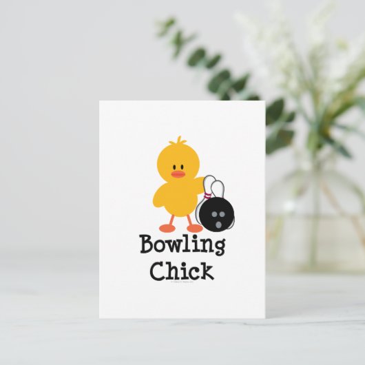 Bowling Chick Postcard Postkarte (Stehend Vorderseite)
