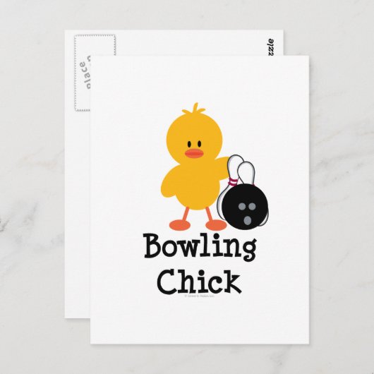 Bowling Chick Postcard Postkarte (Vorne/Hinten)