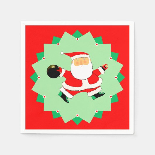 Bowling Christmas Holiday Party Serviette (Vorderseite)