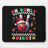 Bowling Christmas Oh Bowly Night Weihnachtsmannmüt Mousepad (Vorne)