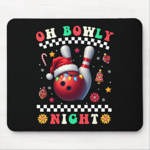 Bowling Christmas Oh Bowly Night Weihnachtsmannmüt Mousepad
