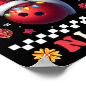 Bowling Christmas Oh Bowly Night Weihnachtsmannmüt Poster (Ecke)
