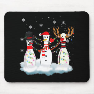 Bowling Christmas Pajama Lights Reindeer Santa Fun Mousepad