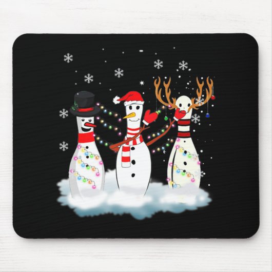 Bowling Christmas Pajama Lights Reindeer Santa Fun Mousepad (Vorne)