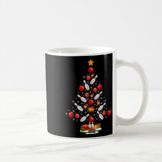 Bowling Christmas Tree Funny Bowling Lovers Novelt Kaffeetasse (Rechts)