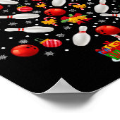Bowling Christmas Tree Funny Bowling Lovers Novelt Poster (Ecke)