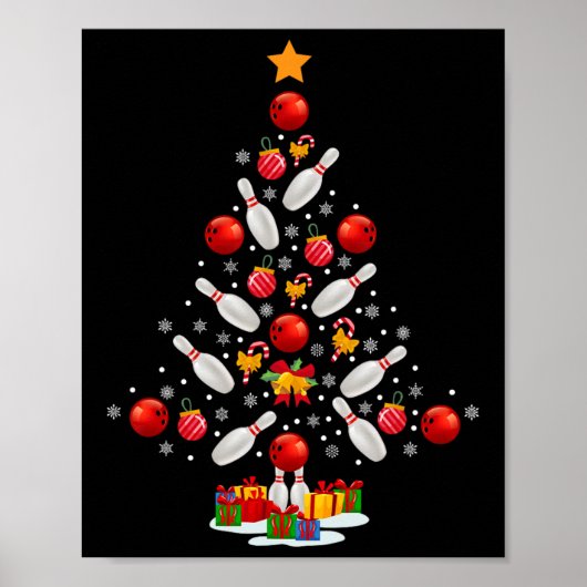 Bowling Christmas Tree Funny Bowling Lovers Novelt Poster (Vorne)