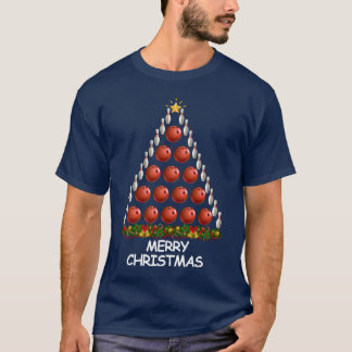 Bowling Christmasree Frohe Weihnachtsjunge T-Shirt