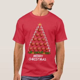 Bowling Christmasree Frohe Weihnachtsjunge T-Shirt