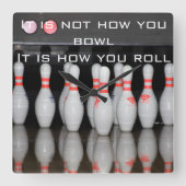 Bowling Clock Quadratische Wanduhr (Vorderseite)