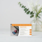 Bowling Coach | Foto Sport Orange Visitenkarte (Stehend Vorderseite)