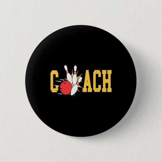 Bowling Coach schlägt Buttone Bowling Team Fun Button (Vorderseite)