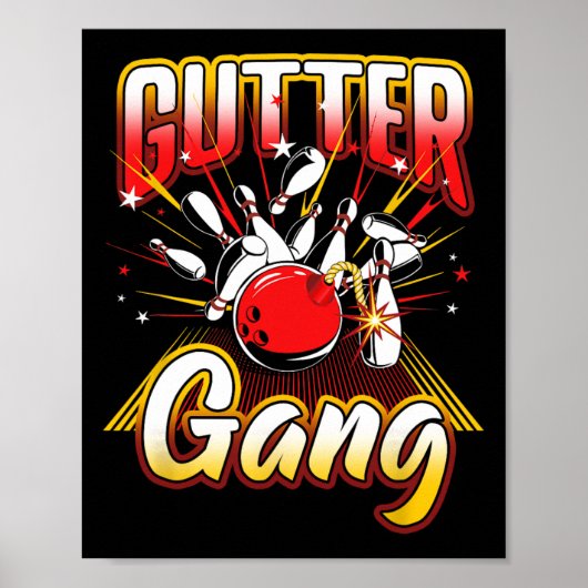 Bowling Cool Gutter Gang Bowlers 10 Button Poster (Vorne)