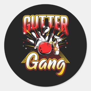 Bowling Cool Gutter Gang Bowlers 10 Button Runder Aufkleber