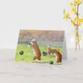 Bowling Corgis Birthday Card Karte (Gelbe Blume)