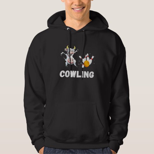 Bowling Cow Funny Bowling Bowler Strike Bowling Te Hoodie (Vorderseite)