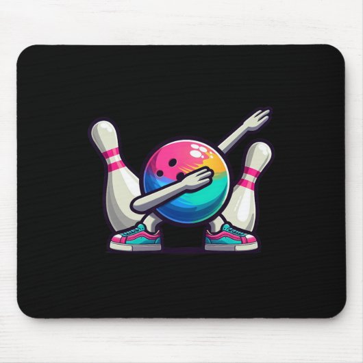 Bowling Dab Bowler Bowling Ll Player Button Kinder Mousepad (Vorne)