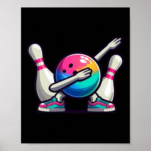 Bowling Dab Bowler Bowling Ll Player Button Kinder Poster (Vorne)