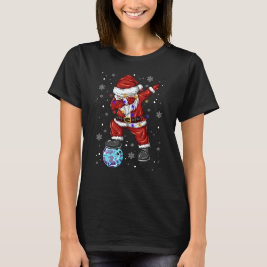 Bowling Dabbing Santa Claus Bowling Player Christm T-Shirt (Vorderseite)