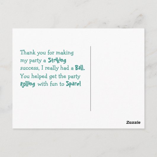 Bowling Danke, Postcard Postkarte (Rückseite)