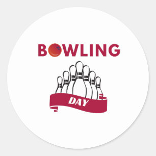 Bowling Day Runder Aufkleber