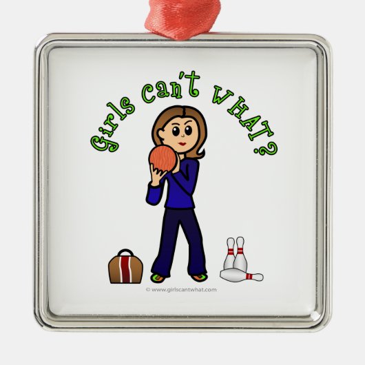 Bowling der leichten Frauen Silbernes Ornament (Vorne)