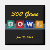 Bowling des 300 Perfect Game, Retro Design, Magnet (Vorne)