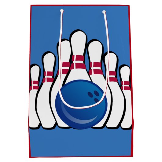 Bowling Design Geschenktasche Mittlere Geschenktüte (Rückseite)