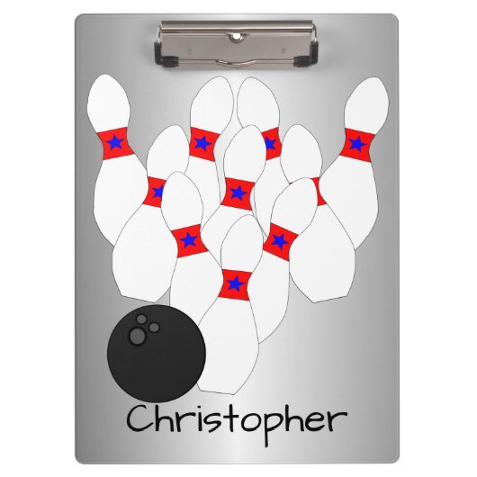 Bowling Design Klemmbrett (Vorderseite)