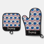 Bowling Design Oven Mitt und Pot Holder Ofenhandschuh & Topflappen-Set (Vorderseite)