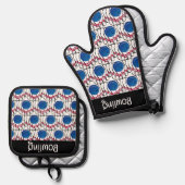 Bowling Design Oven Mitt und Pot Holder Ofenhandschuh & Topflappen-Set (Vorderseite/Rückseite)