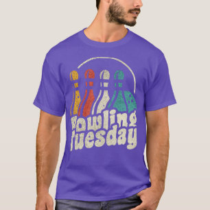 Bowling Dienstag Vintag und bedrückte Retrofarbe T-Shirt