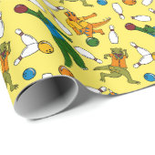 Bowling Dinosaurier Cartoon Gemustert Bowlers Geschenkpapier (Rolleneckpunkt)