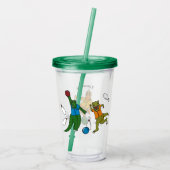 Bowling Dinosaurier Cartoon Personalisiert Bowlers Acryltrinkbecher (Rückseite)