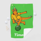 Bowling Dinosaurier Cartoon Personalisiert Bowlers Golfhandtuch (Insitu)