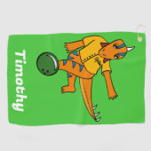 Bowling Dinosaurier Cartoon Personalisiert Bowlers Golfhandtuch (Horizontal)