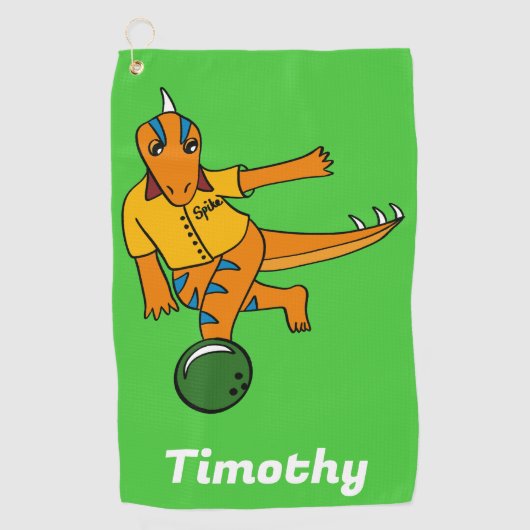 Bowling Dinosaurier Cartoon Personalisiert Bowlers Golfhandtuch (Vorderseite)