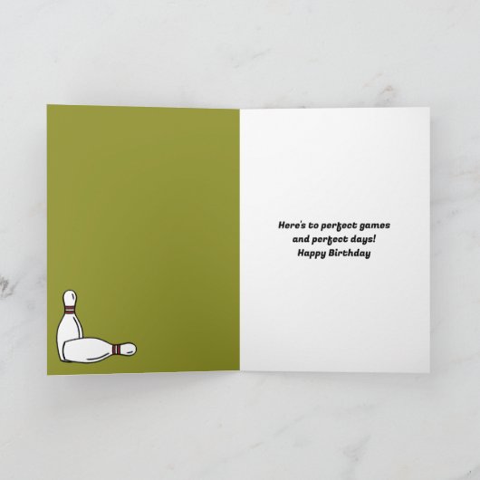 Bowling Dinosaurier Cartoon Personalisiert Bowlers Karte (Innenseite)