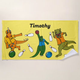 Bowling Dinosaurier Cartoon Personalisiert Bowlers Strandtuch