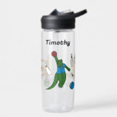 Bowling Dinosaurier Cartoon Personalisiert Bowlers Trinkflasche (Links)