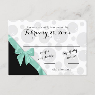Bowling Dots und Minze Green Bow Response Card RSVP Karte