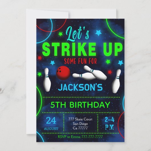 Bowling Einladung (Vorderseite)
