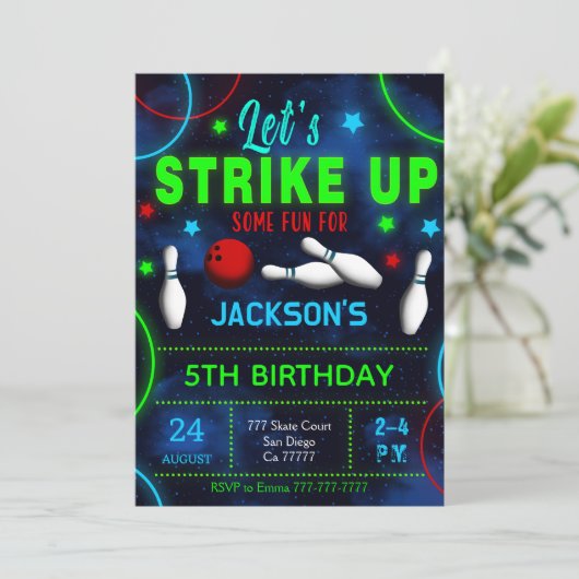 Bowling Einladung (Stehend Vorderseite)