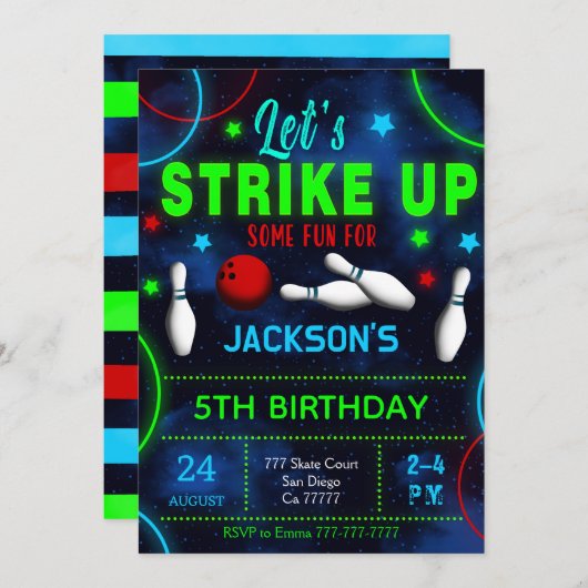 Bowling Einladung (Vorne/Hinten)