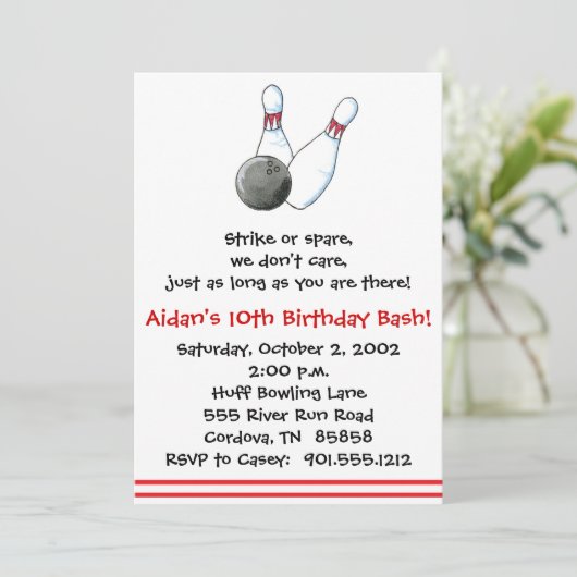 Bowling Einladung (Stehend Vorderseite)
