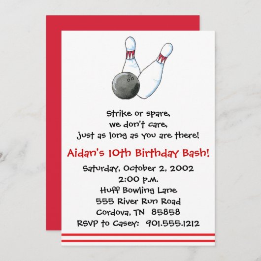 Bowling Einladung (Vorne/Hinten)