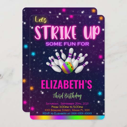 Bowling Einladung (Vorne/Hinten)